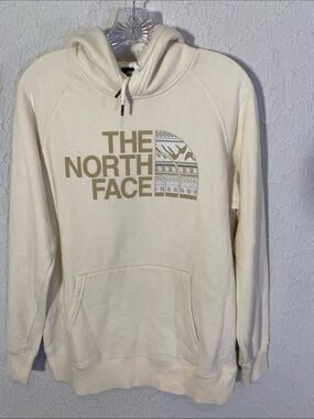 The North Face Cream Logo Pullover Hoodie Statement Maker. Clean Girl Look